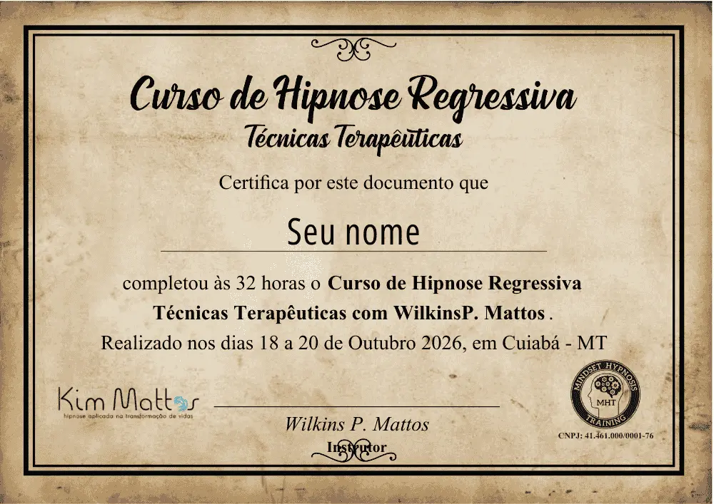 Certificado de 32h - Mindset Hypnosis